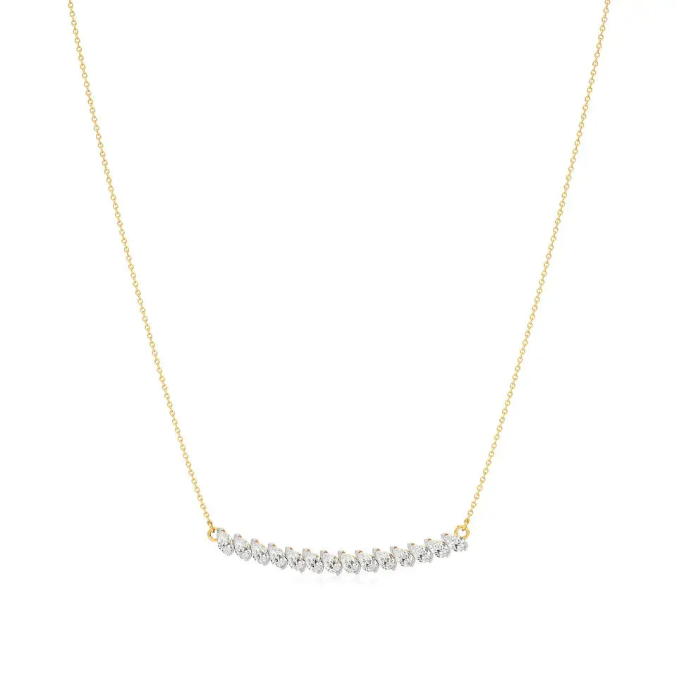 Noor | Pear Lab Grown Diamonds Bar Necklace - Nivara
