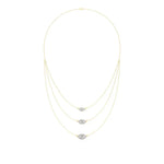 Elara | Marquise & Round Lab Grown Diamonds Halo Triple Layered Necklace - Nivara