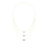 Elara | Marquise & Round Lab Grown Diamonds Halo Triple Layered Necklace - Nivara