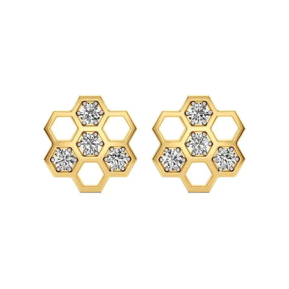 Flora | Round Lab-Grown Diamonds Floral Studs - Nivara