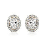 Mira | Oval-Cut Solitaire Lab-Grown Diamond with Halo Studs - Nivara