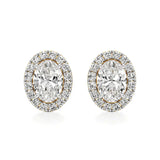 Mira | Oval-Cut Solitaire Lab-Grown Diamond with Halo Studs - Nivara