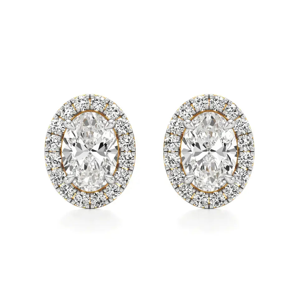 Mira | Oval-Cut Solitaire Lab-Grown Diamond with Halo Studs - Nivara