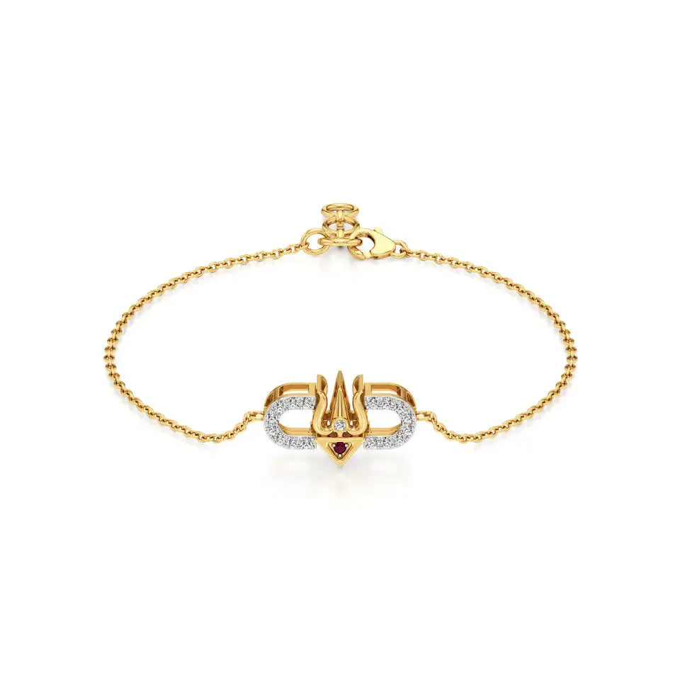 Ishar | Lab Grown Diamonds Cluster with Trident Motif Chain Bracelet - Nivara