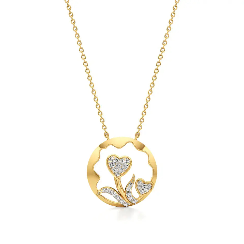 Sneh | Round Lab Grown Diamonds Dual Heart Pendant - Nivara