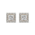 Mira | Princess-Cut Solitaire Lab-Grown Diamond with Halo Studs - Nivara