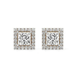 Mira | Princess-Cut Solitaire Lab-Grown Diamond with Halo Studs - Nivara