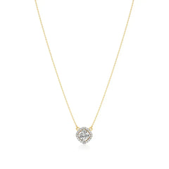 Mira | Cushion Solitaire Lab Grown Diamond with Halo Necklace - Nivara
