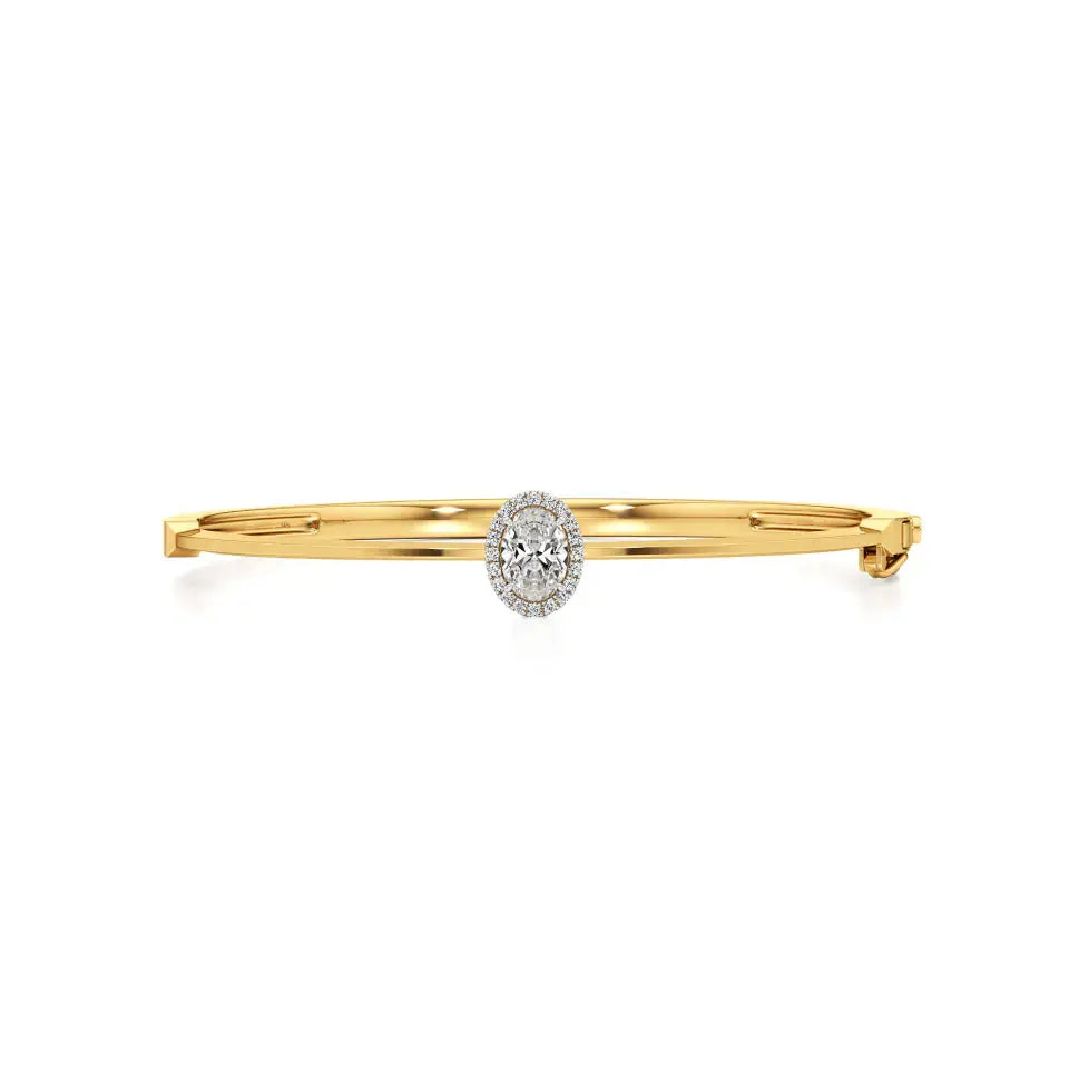 Mira | Oval Lab Grown Diamond Halo Design Oval Bangle - Nivara