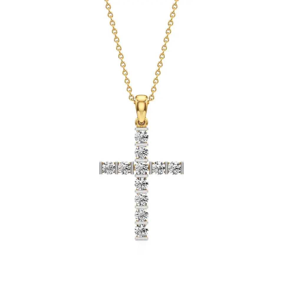 Aura | Round Lab Grown Diamonds Cross Pendant - Nivara