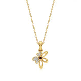 Flora | Diamonds Clustered Floral Design with Ruby Accent Pendant - Nivara