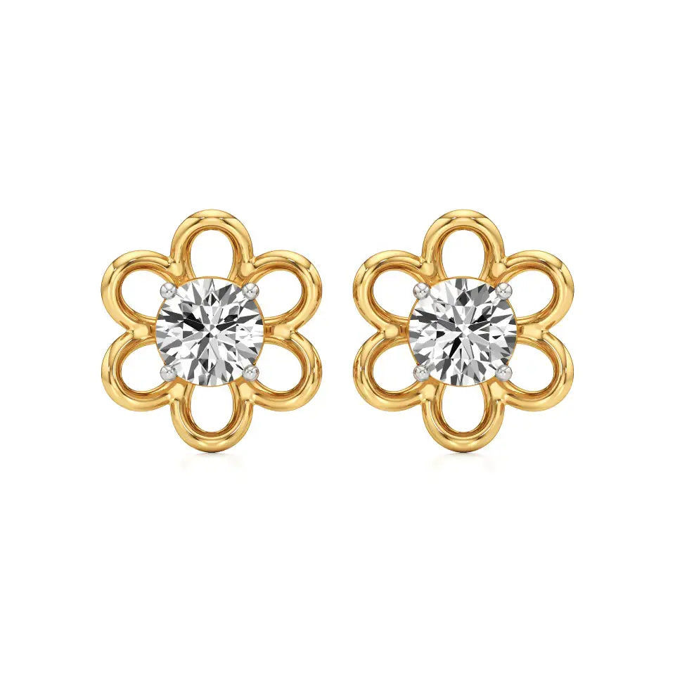 Flora | Round Lab-Grown Diamond Floral Studs - Nivara