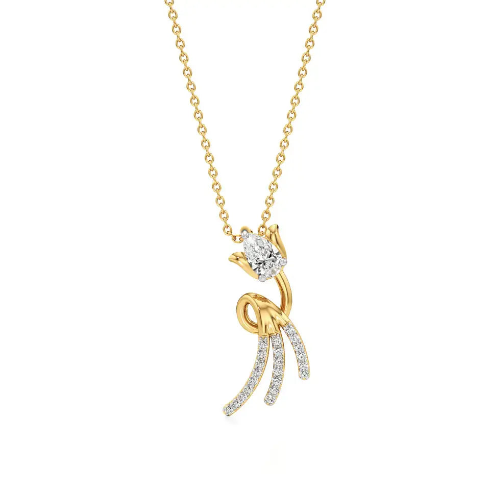 Flora | Classic Pear & Round Lab Grown Diamonds Floral Pendant - Nivara