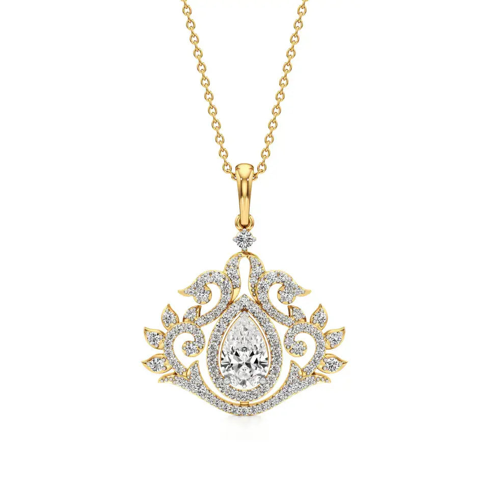 Flora | Pear & Round Lab Grown Diamonds Floral Pendant - Nivara