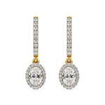 Mira | Oval & Round Lab-Grown Diamond Halo Dangle Earrings - Nivara