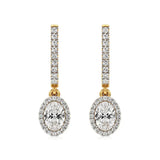 Mira | Oval & Round Lab-Grown Diamond Halo Dangle Earrings - Nivara