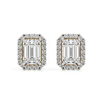 Mira | Emerald-cut Solitaire Lab-Grown Diamond with Halo Studs - Nivara