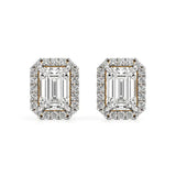 Mira | Emerald-cut Solitaire Lab-Grown Diamond with Halo Studs - Nivara