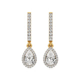 Amaya | Pear & Round Lab-Grown Diamond Halo Dangle Earrings