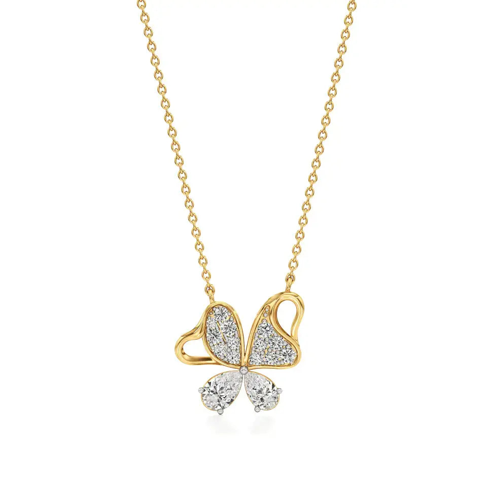 Vanya | Elegant Round Lab Grown Diamonds Butterfly Wings Pendant - Nivara