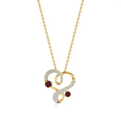 Sneh | Ruby & Round Lab Grown Diamonds Heart Pendant - Nivara
