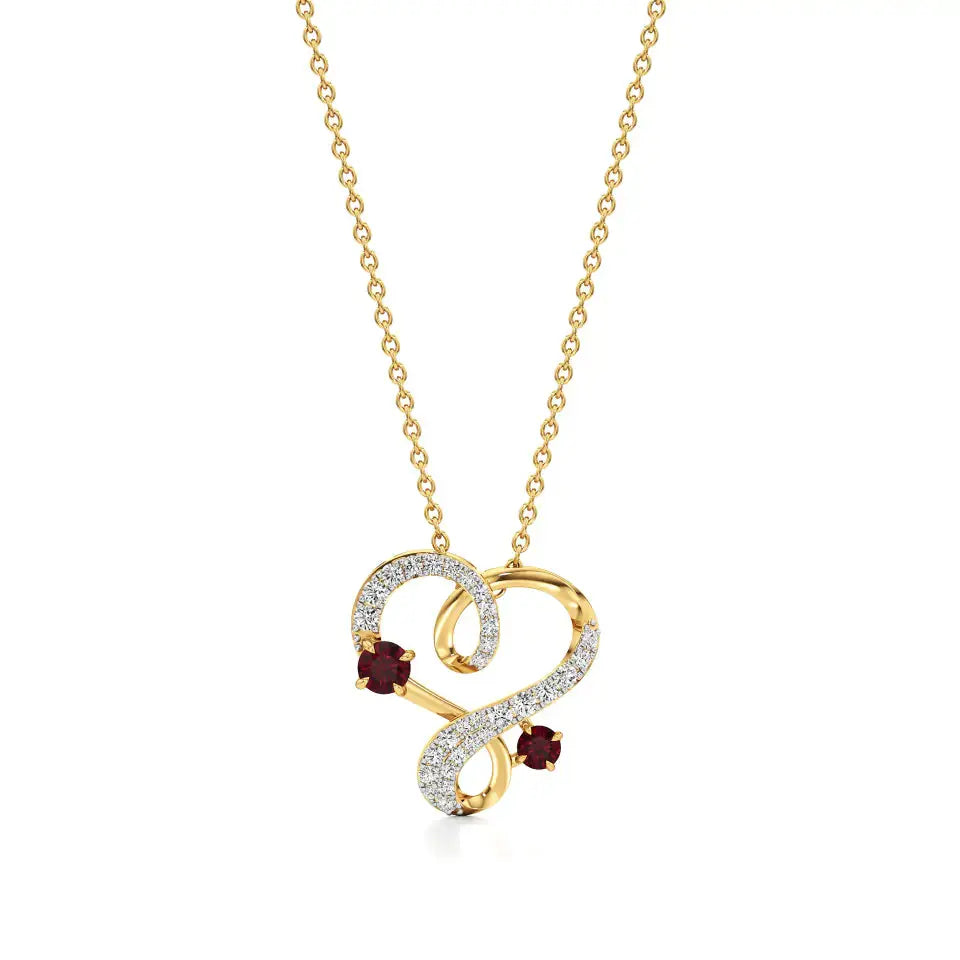 Sneh | Ruby & Round Lab Grown Diamonds Heart Pendant - Nivara