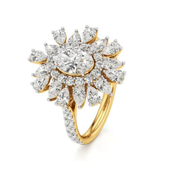 Flora | Oval-cut Solitaire with Pear & Round Side Stones - Nivara