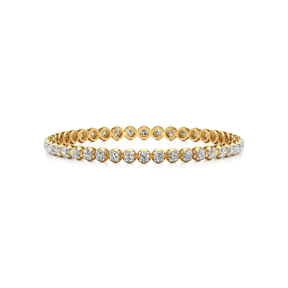 Ishar | Round Lab Grown Diamonds Buttercup Setting Tennis Bangle - Nivara