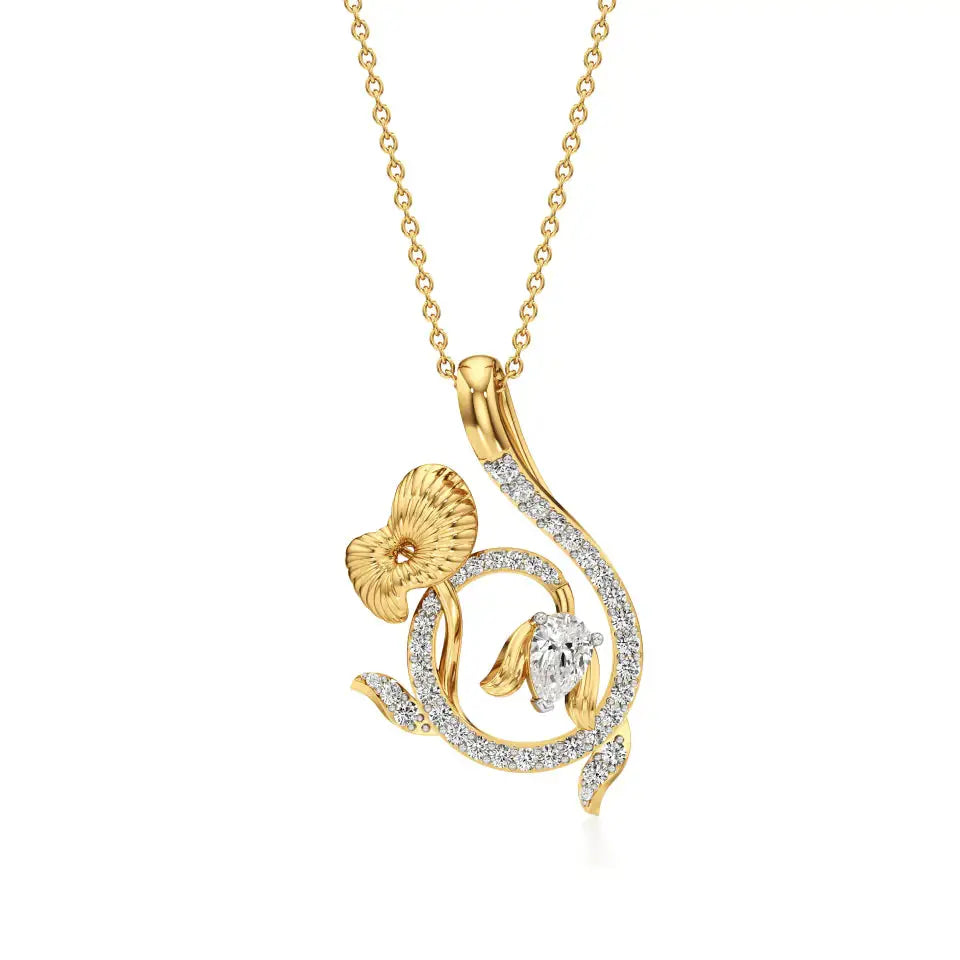 Mode | Pear & Round Lab Grown Diamonds Floral Pendant - Nivara