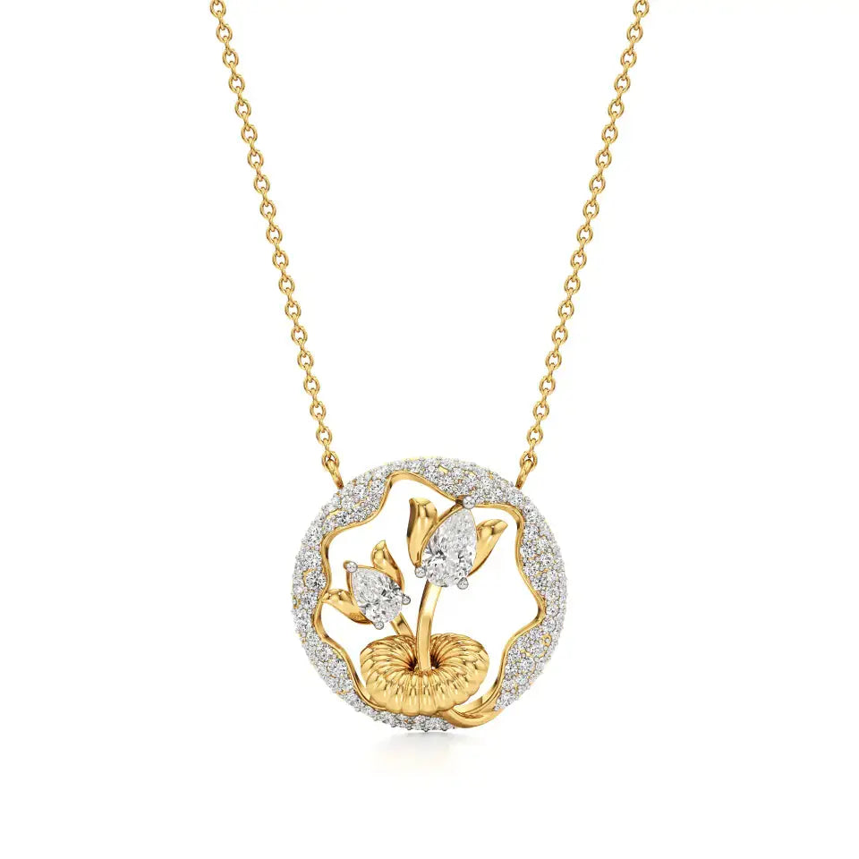 Flora | Classic Pear & Round Lab Grown Diamonds Floral Pendant - Nivara