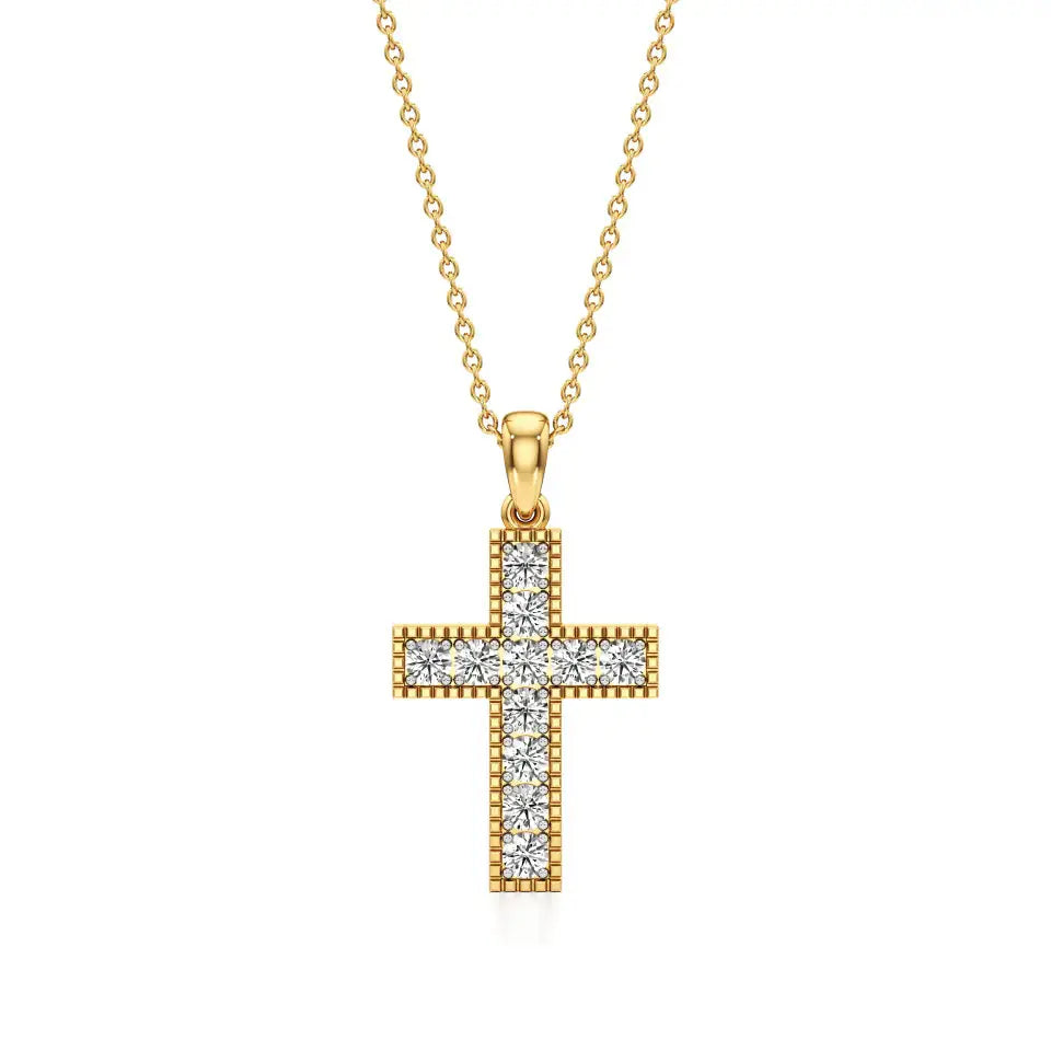 Aura | Round Lab Grown Diamonds Cross Pendant - Nivara