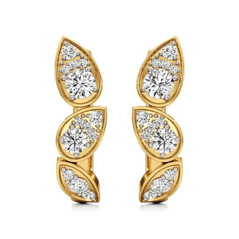 Vanya | Round Lab-Grown Diamonds Leaf Designed Hoopds - Nivara