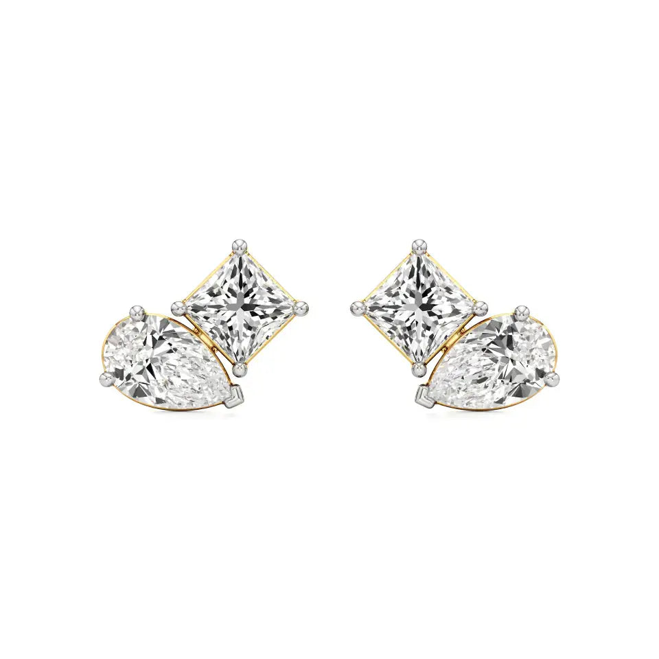 Toi et Moi | Pear & Princess Lab-Grown Diamond Stud Earrings - Nivara