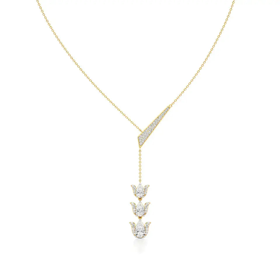 Flora | Pear & Round Lab Grown Diamonds Lotus Petals Necklace - Nivara
