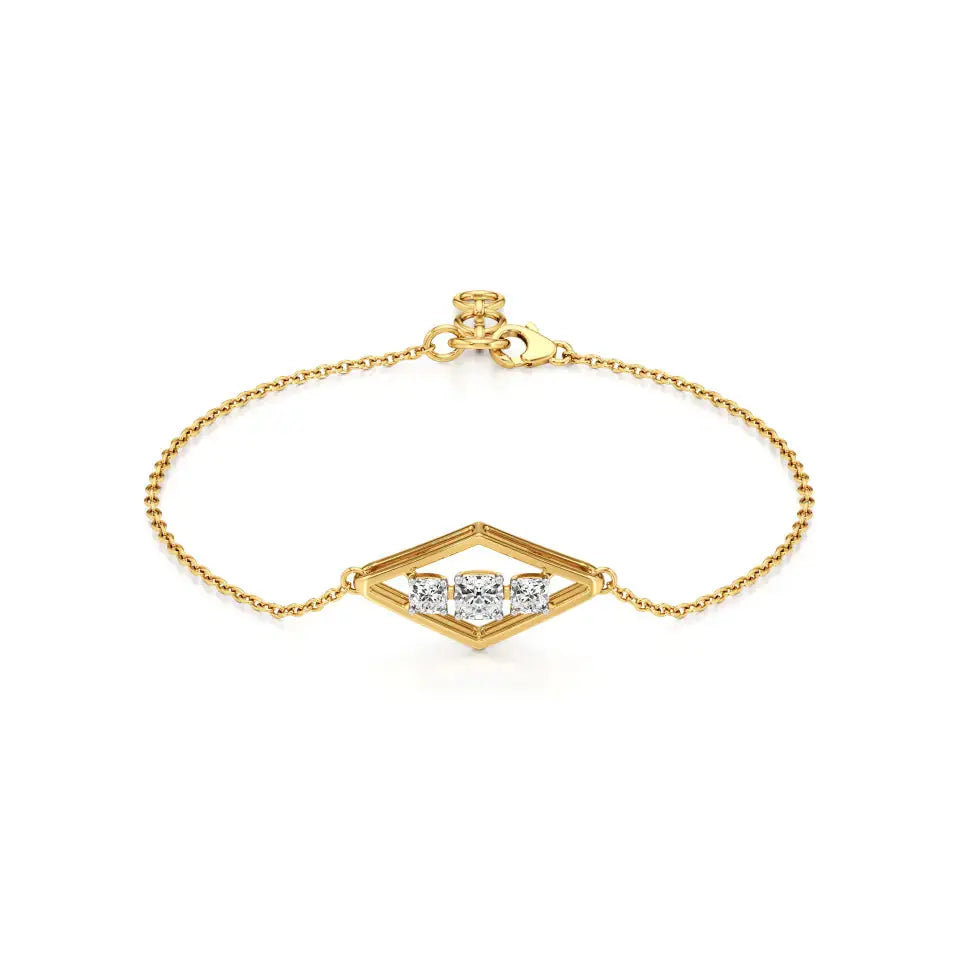 Aria | Trio Cushion-Cut Lab Grown Diamonds Chain Bracelet - Nivara