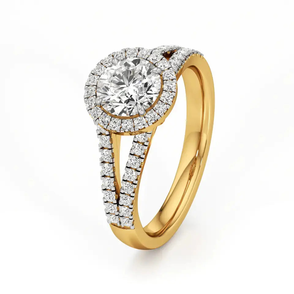 Mira | Round Solitaire with Halo Ring - Nivara