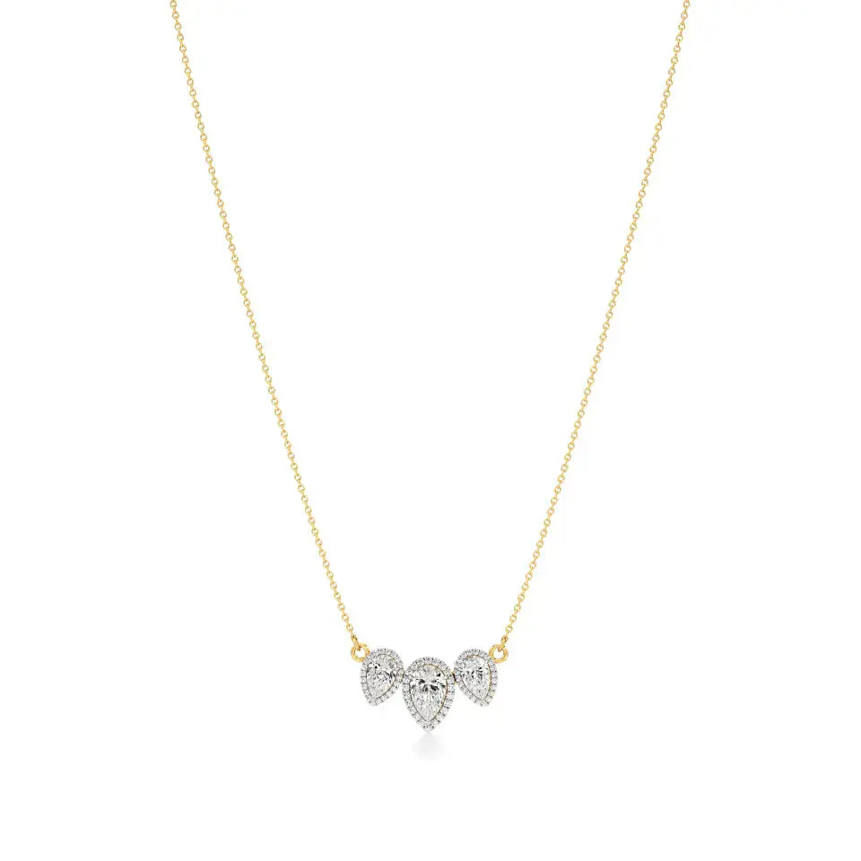 Elina | Pear Lab Grown Diamond with Halo Pendant - Nivara
