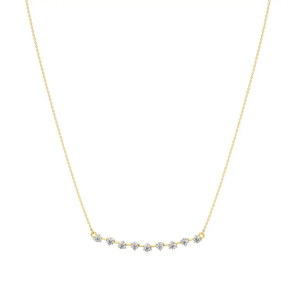 Noor | Round Lab Grown Diamonds Bar Necklace - Nivara