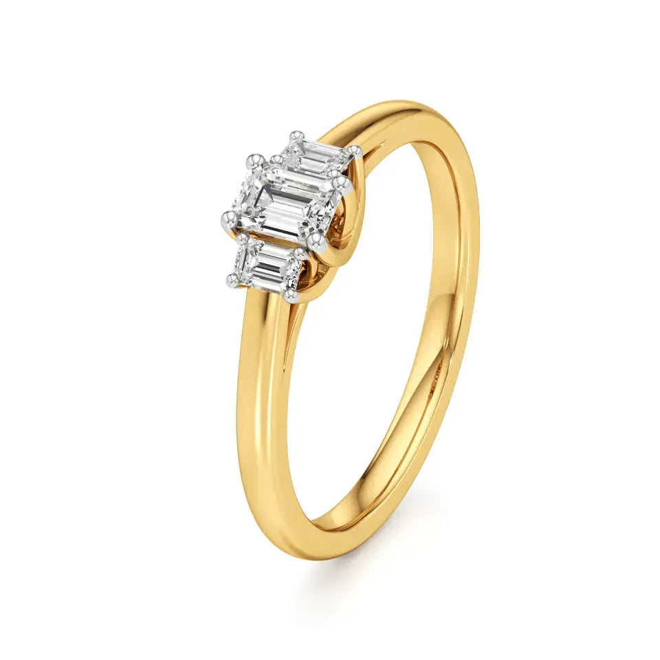 Aria | Emerald Lab-Grown Diamond Three-Stone Ring - Nivara