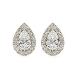 Mira | Pear Solitaire with Round Lab-Grown Diamond Halo Studs - Nivara