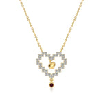 Sneh | Ruby & Lab Grown Diamonds Pixel Heart Pendant - Nivara