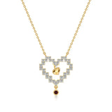Sneh | Ruby & Lab Grown Diamonds Pixel Heart Pendant - Nivara