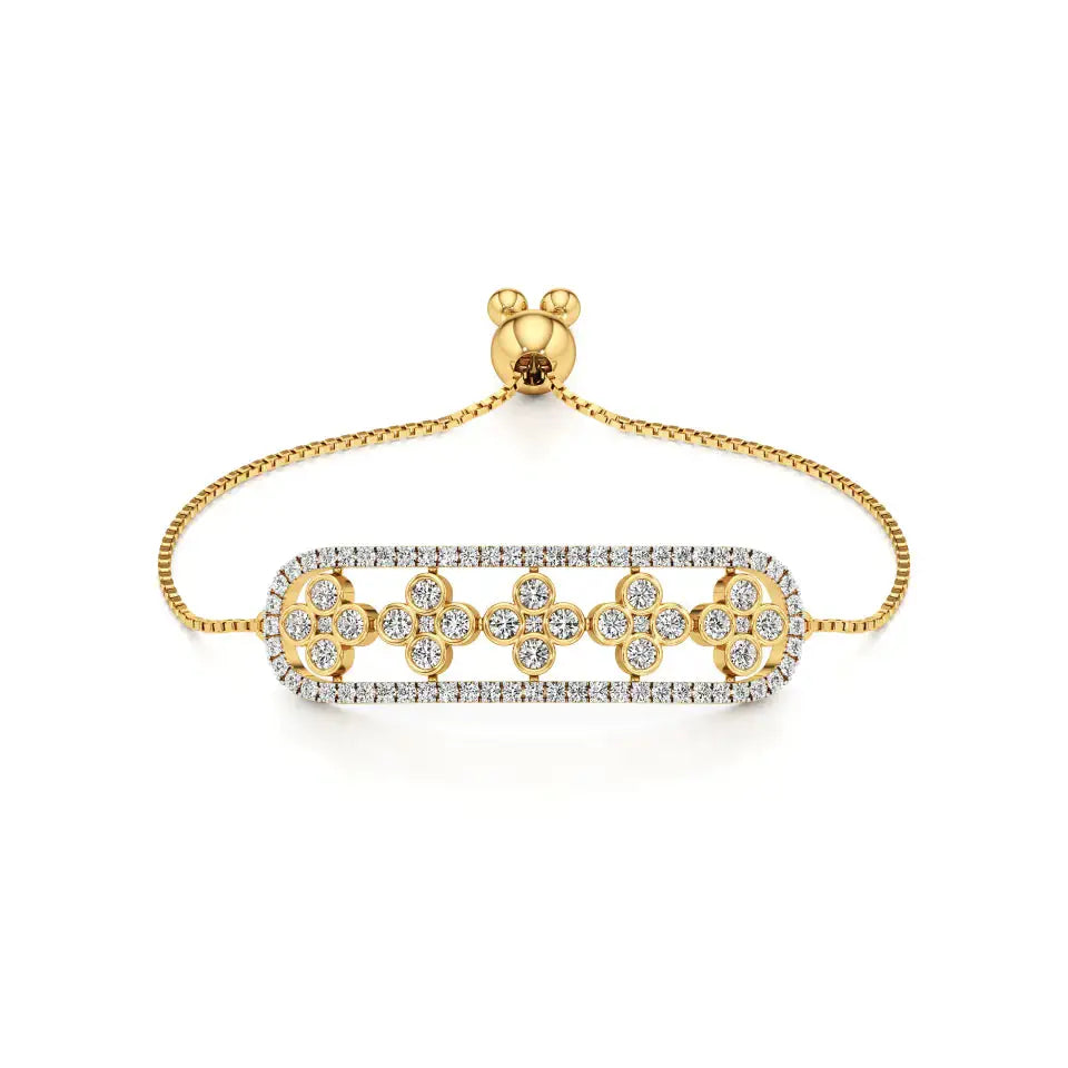 Noor | Round Lab Grown Diamonds Floral Pattern Chain Bracelet - Nivara