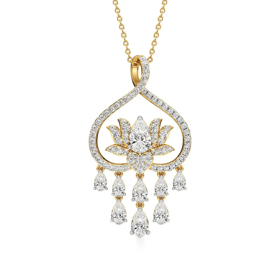 Flora | Pear & Round Lab Grown Diamonds Lotus Pendant - Nivara