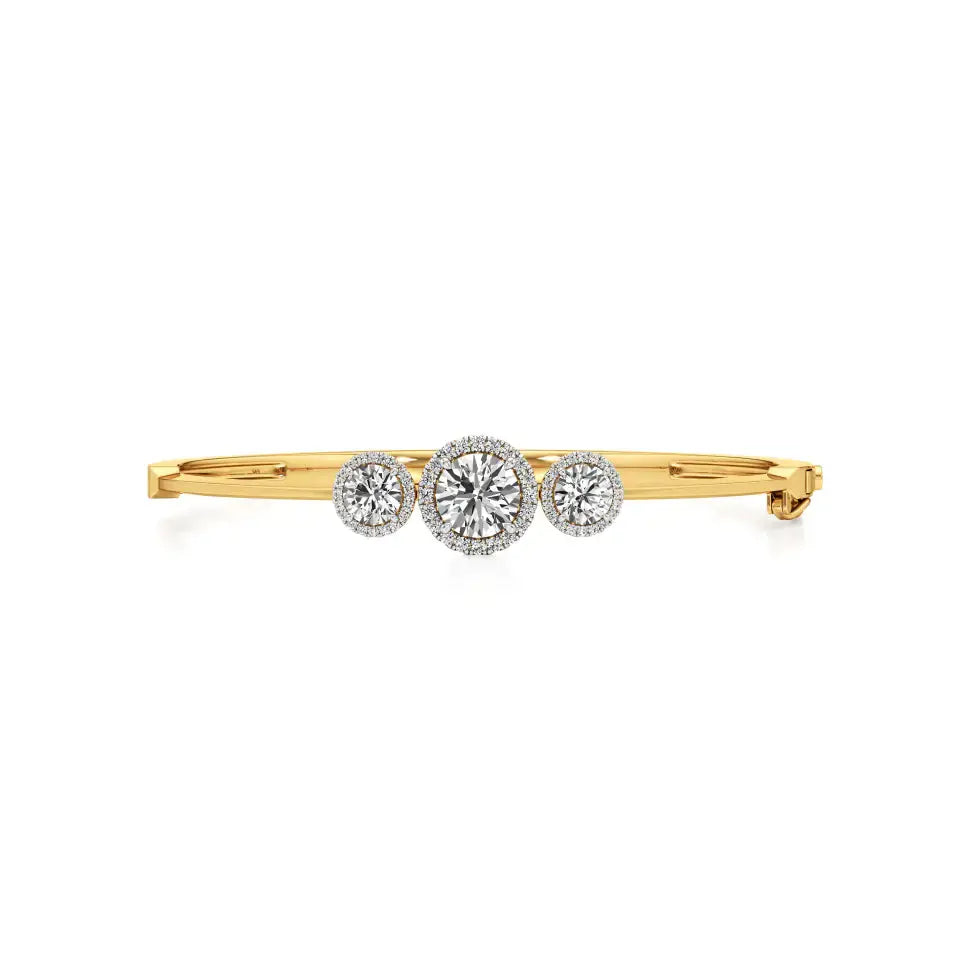Elina | Round Lab Grown Diamonds Halo Design Oval Bangle - Nivara