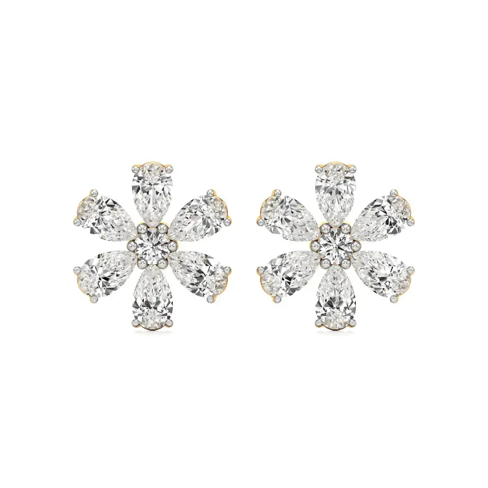 Flora | Pear & Round Lab-Grown Diamond Floral Studs - Nivara