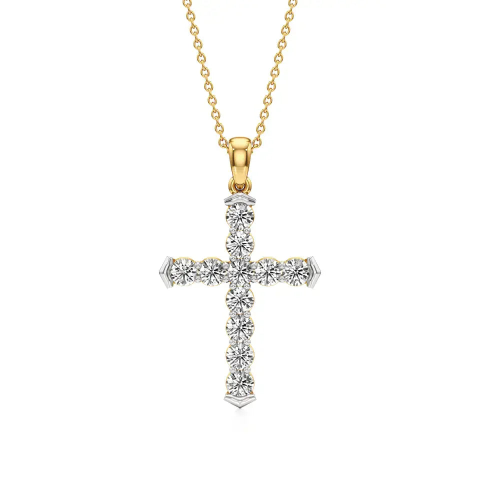 Aura | Round Lab Grown Diamonds Cross Pendant - Nivara