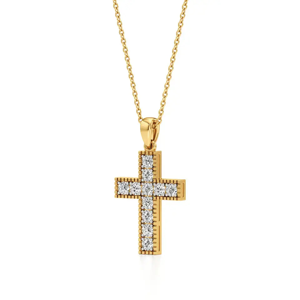 Aura | Round Lab Grown Diamonds Cross Pendant - Nivara