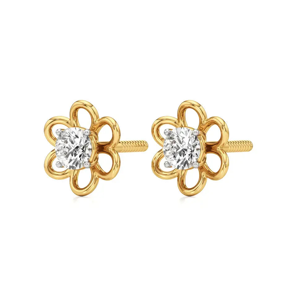 Flora | Round Lab-Grown Diamond Floral Studs - Nivara