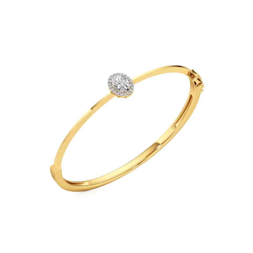 Mira | Oval Lab Grown Diamond Halo Design Oval Bangle - Nivara